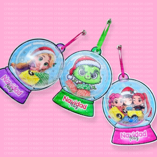 BLISTER PORTAESFERAS CON PERSONAJES NAVIDEÑOS