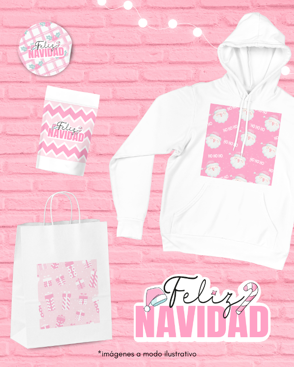 PAPELES DIGITALES Y FRASE NAVIDAD ROSA - Imagen 2